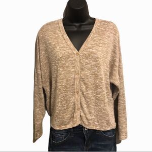 Lavender Field Marbled Tan Comfy Peplum Cardigan